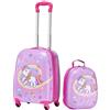 VEVOR Set di Valigie per Bambini da Vacanza 2 Pezzi, Valigia Rigida da 45,7 cm con Ruote e Zaino Rigido, a Forma di Unicorno, Regalo di Compleanno per Bambini, Approvato dalle Compagnie Aeree