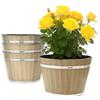 VEVOR Vaso per Piante, 4 Pezzi Fioriere da 300 mm a Forma di Botte di Whisky con Fori di Drenaggio, Vaso in Plastica per Decorazioni Esterne, Design a Imitazione di Botte di Vino, Marrone
