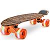 Hurtle Standard Skateboard Mini Cruiser - 6'' PP Deck Complete Double Kick Skate Board w/ 3.25 Aluminum Alloy Truck, PU Wheels w/LED Light - for Kids, Teens, Adults