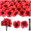 Haishell Set di 150 fiori artificiali di papavero rosso, fiori finti per commemorazione della domenica, fiori di campo finti con ramo di fiori per la festa dei veterani, bouquet per la casa,