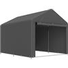 Outsunny Casetta da giardino tenda di deposito impermeabile riparo moto porta avvolgibile con cerniera, 200 x 238 x 183 cm, grigio scuro | Aosom Italy
