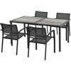Outsunny Set mobili da giardino, gruppo sedute da giardino, 1 tavolo, 4 sedie, 150 x 87 x 72 cm, Grigio | Aosom Italy