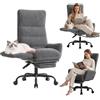 Submi Sedia Ufficio con Schienale Alto, Sedia Scrivania per Lavori Prolungati in Tessuto Teddy, Poltrona Ufficio Ergonomica con Braccioli Ribaltabili, Sedia Gaming con Poggiapiedi per Studio, Grigio