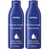 Nivea Crema Corpo Nutriente 250 ml, corpo idratante 72 ore per pelle secca o molto 2x250 ml Lozione il