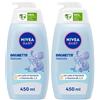 Nivea Baby Bagnetto Delicato 450 ml, Detergente neonato per una detersione delicata e idratante 2x450 ml