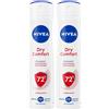 Nivea Deodorante Spray Dry Comfort 150 ml, donna antitraspirante per 72h testato 2x150 ml