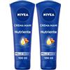 Nivea Crema Mani Nutriente 100 ml, mani idratante e profumata arricchita con Olio di Mandorla 2x100 ml