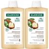 Klorane Cica-shampoo Ristrutturante e Anti-rottura al Cupuaçu 400ml - Capelli danneggiati, molto secchi 2x400 ml