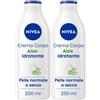 Nivea Crema Corpo Aloe Idratante 250 ml, idratante corpo 72h per pelle secca o normale 2x250 ml