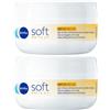 NIVEA Soft Daily UV, Crema idratante corpo, viso mani multiuso con Vitamina E e Olio di Jojoba SPF15 2x100 ml