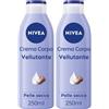 Nivea Crema Corpo Vellutante 250 ml, corpo idratante 72 ore e vellutante per pelle secca 2x250 ml