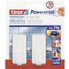 Tesa Powerstrips Hook Large CLASSIC - Gancio da parete autoadesivo per vetro, piastrelle, legno, plastica e altre superfici - Bianco | 2 cm X 5 cm