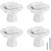 Cionyce 4 Maniglie Eleganti a Forma di Rosa per Armadio, Maniglie per Armadio in Ceramica Bianche con Fiori e Viti, Maniglie per Armadio, Armadietto, Guardaroba, Bagno, Comodini e Cassetti