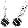 Amor Orecchini da donna in argento sterling 925, con onice, 2,2 cm, argento, forniti in una confezione regalo per gioielli, 2017170, Palla Nera