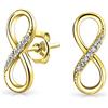 Bling Jewelry Boucles D'Oreilles Classiques En Zirconium Cubique Pour L'Éternité Symbole De Nœud D'Amour Romantique Pour L'Éternité Boucles D'Oreilles Infinity Pour Femmes Plaqué Or Jaune 14K .925 Argent Sterling