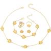 ZXTGBQ Set Di Gioielli Da Donna Con Quadrifoglio, Set Di Gioielli Con Fiori Dorati Regolabili: Orecchini, Collana, Bracciale E Anello Classico; Anello Da Donna Con Zirconi; Regali Per Donna