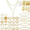 ZXTGBQ 36 Pezzi Parure Gioielli Donna Set Di Gioielli Oro, Bigiotteria Donna Offerta, Set Orecchini Anelli Collana Choker Bracciale Donna, Orecchini E Anello Setper Uso Quotidiano E Occasioni Speciali