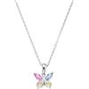 amor Collana con Ciondolo in Argento 925 per bambina, con zirconi sintetici, 35+3 cm, Argento, farfalla, Fornita in confezione regalo per gioielli