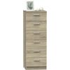 MUEBLES PITARCH | Sinfoniere Comò 6 Cassetti Guide Metalliche, Comò per Camere, Rovere Cambrian, 110x40x40 cm (altezza x larghezza x profondità), Con Maniglia, Collezione Tibet
