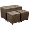 Dimo Set 3 Baule + 2 Pouf Braies in Tessuto, Tortora
