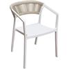 Moia Greenwood Poltrona Sedia Lione in Polipropilene Bianco con Corda Paglia - Sedia Outdoor Impilabile Resistente UV