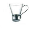 2 tazze in vetro 11 cl per caffè con manico inox bormioli - bicchieri-outlet