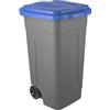 Bidone carrellato lt 80 c/cop blu+pedale+asta - bidoni spazzatura
