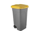 Bidone carrellato lt 80 c/cop giallo+pedale+asta - bidoni spazzatura