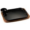 ILSA SRL Piatto a servire in ghisa gourmet con ciotolina e vassoio in legno cm 32x24 - pietre ollari