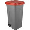 Mobil Plastic S.p.A. Bidone carrellato lt 80 c/cop rosso+pedale+asta - bidoni spazzatura