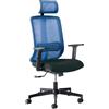 Unisit Poltrona semidirezionale Vertigo VRAPG nero/blu c/ poggiatesta e brac regolabili