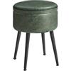 VASAGLE EKHO Collezione - Sgabello, Pouf Contenitore, Rivestimento in PU con Cuciture, Moderno di Metà Secolo, Poggiapiedi Rotondo con Gambe in Acciaio, Portata di 150 kg, Verde Foresta LOM005C01