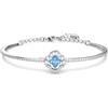 Swarovski Sparkling Dance Bracciale Rigido, Placcato in Tonalità Rodio, con Pietra Centrale a Quadrifoglio e Pavé di Cristalli, Taglia M, Blu