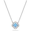 Swarovski Sparkling Dance Collana, Placcata in Tonalità Rodio, con Pietra Centrale a Quadrifoglio e Pavé di Cristalli, Blu Chiaro
