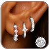 ZOERAY 3Paia Orecchini Donna Argento 925 Oro Placcato 18K Orecchini Cerchio Argento Pendenti con Punto Luce Set Orecchini Bambina Anallergici Impilabile Helix Piercing Regalo per Più Piercing Orecchio