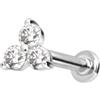 PIERCINGLINE Piercing per orecchio in oro 14 carati con filettatura interna MOISSANIT-BLUME, 1 mm Stabstärke / 7 mm Stablänge, Oro 14 carati (585)