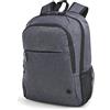 HP Prelude Pro, Zaino per Notebook fino a 15.6", Creato con Materiale Riciclato, Resistente all'acqua, Spallacci Regolabili e Imbottiti, Fascia Pass-through per Trolley, Inserti Riflettenti, Grigio