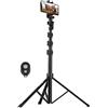 TARION Supporto per treppiede per telefono Treppiede per selfie stick estensibile con rotazione a 360° Supporto per morsetto per smartphone e telecomando Bluetooth