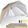 Homecall Tenda da spiaggia 2 in 1, reversibile, Ø 270 cm, ombrellone da spiaggia, grande con finestra, protezione dal vento, impermeabile, UV50+, protezione solare per 2-3 persone (cachi)