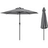 KOMFOTTEU Ombrellone da Giardino Ø 260/360 cm con Manovella e 8 Stecche, Ombrellone Parasole Ventilato, Telaio in Metallo, Anti UV, da Esterno, Terrazzo, Spiaggia, Balcone, Mercato (Grigio, Ø360 cm)