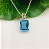 Splendido Pendente In Argento Sterling 925 Con Gemma Di Topazio Blu G-39