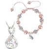 TOZBLEU 2 pcs,braccialetto e collana unicorno, collana da donna, ciondolo unicorno, collana con pietre portafortuna, regalo di anniversario, San Valentino, festa della mamma, festa della donna