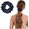 ZLYC Anelli per capelli da donna e ragazza, 100% seta, in pura seta di gelso, 19 momme (tinta unita, blu marino), 3,5 cm