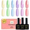 YSUVIN Smalto Semi Permanente Pastello, 6 Colori Rosa Viola Blu Verde Giallo Summer Macaron Smalto Gel Unghie Soak Off UV/LED Home DIY Nail Art Salon Francese Manicure, Di Lunga Durata