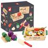 Janod - Set Ratatouille - 32 Accessori da Cucina - Ricetta + Utensili + Verdure - Giocattolo di Imitazione - in Legno FSC - dai 3 Anni, J06626