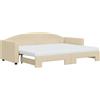 vidaXL Divano letto estraibile con materassi Crema 80x200 cm Tessuto