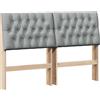 vidaXL Testata imbottita grigio chiaro 160 cm in legno di pino massiccio