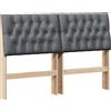 vidaXL Testata imbottita grigio scuro 150 cm in legno di pino massiccio