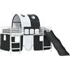 vidaXL Letto a castello per bambini bianco e nero 90 x 200 cm metallo