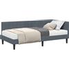 vidaXL Struttura letto angolare con materasso e testiera, 2 pezzi, grigio, tessuto velluto